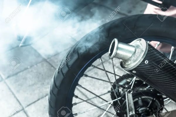Blue or Gray Exhaust Smoke motorcycle